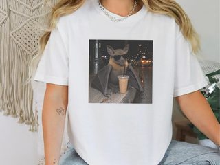 Cool Bat Drinking Coffee funny shirt - photo 2