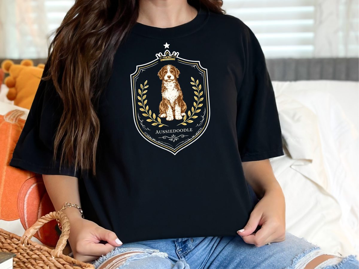 Aussiedoodle Royal Crest Dog Breed Vintage Crown Laurel Wreath Tee