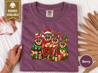 German Shepherd Christmas Sleigh doodle dog shirt - photo 3