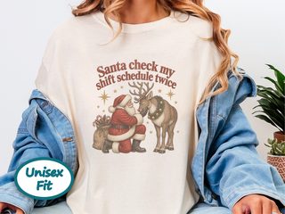 Vintage Santa Reindeer Shift Schedule funny shirt - photo 6