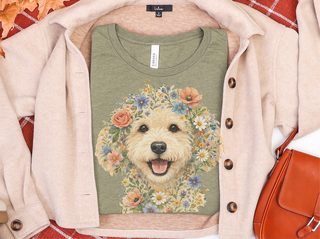 Labradoodle Floral Crown Artwork doodle dog shirt - photo 5