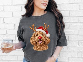 Labradoodle Reindeer Red Nose doodle dog shirt - photo 5