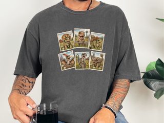 Vintage Dinosaur Stamp Collage funny shirt - photo 4