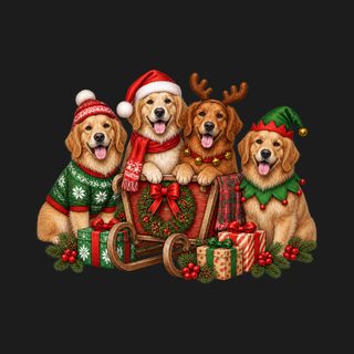 Golden Retrievers Christmas Sleigh Golden Retriever Christmas Shirt