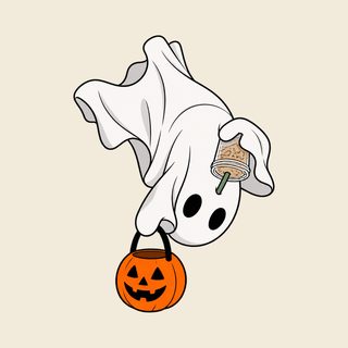 Flying Ghost Coffee Pumpkin Bucket Retro Halloween Coffee Shirt
