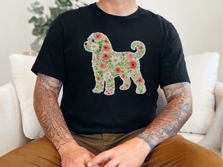 Schnoodle Floral Silhouette Design doodle dog shirt - photo 1