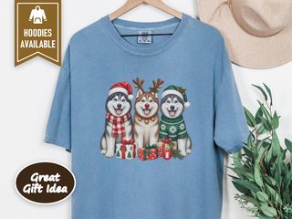 Christmas Husky Trio Presents doodle dog shirt - photo 8