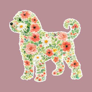 Schnoodle Floral Silhouette Design - Watercolor Puppy Dog Flower doodle dog shirt