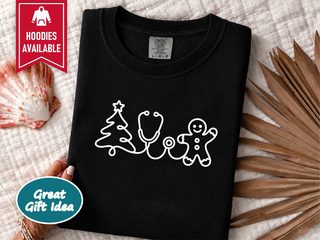 Christmas Tree Stethoscope Gingerbread Man funny shirt - photo 1