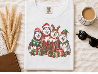 Siberian Husky Christmas Sled doodle dog shirt - photo 2