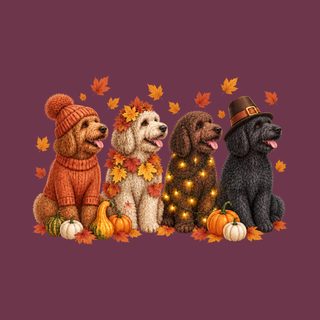 Autumn Holiday Labradoodle Row Dog Thanksgiving Shirt Fall Apparel