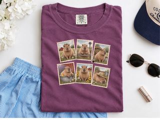 Vintage Capybara Postage Stamps Collage funny shirt - photo 6