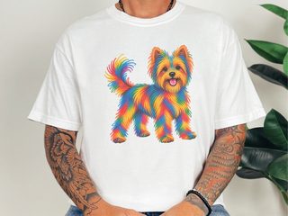 Colorful Rainbow Yorkie Dog doodle dog shirt - photo 3