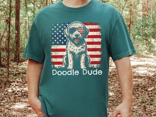Doodle Dude American Flag doodle dog shirt - photo 6
