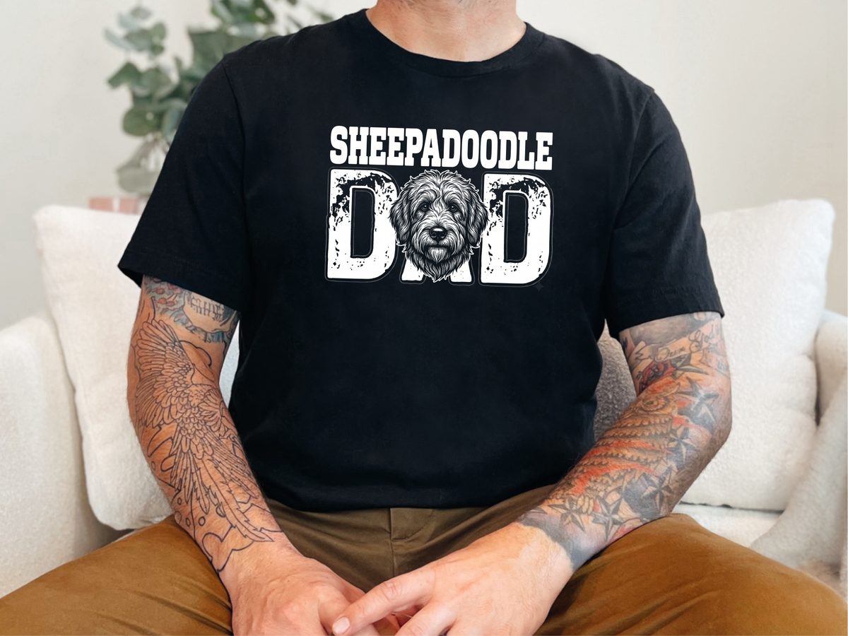 Sheepadoodle Dad Funny Dog Owner T-Shirt Vintage Retro Pet Lover Gift
