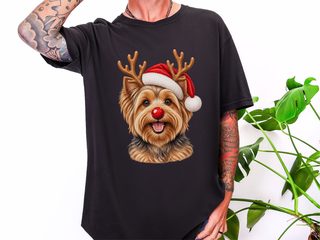 Yorkie Reindeer Santa Hat - photo 4