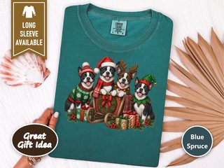 Boston Terriers Christmas Sleigh doodle dog shirt - photo 6