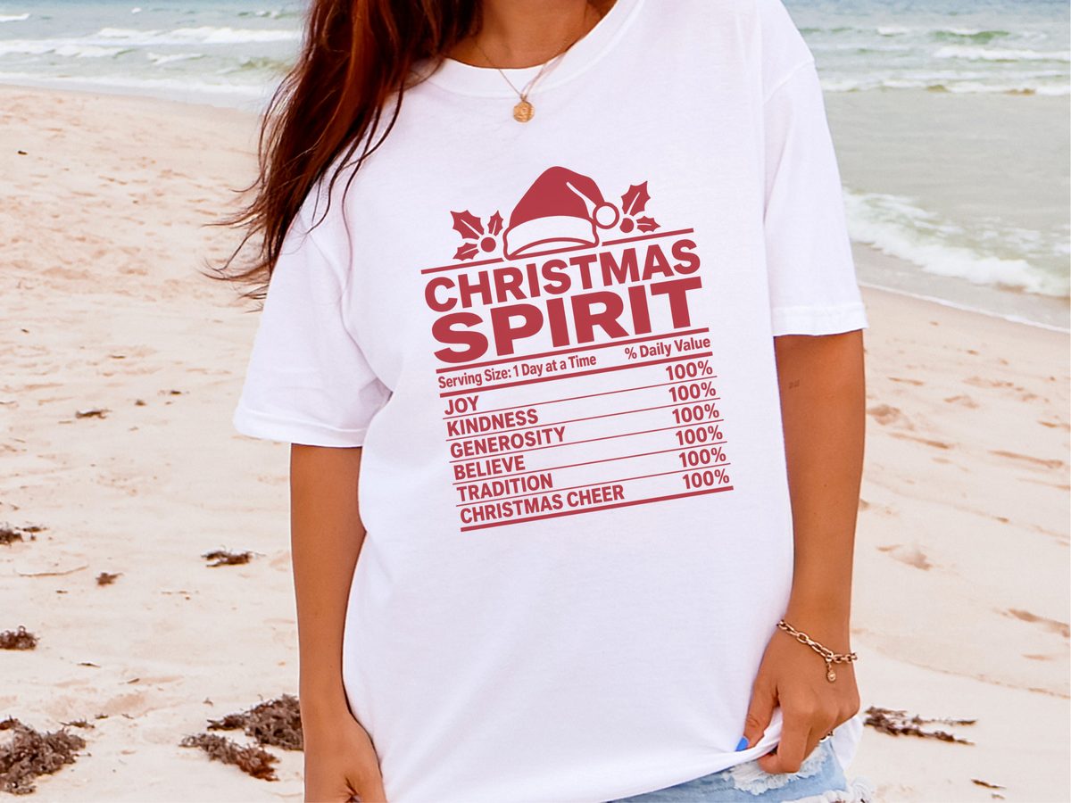 Christmas Spirit Nutrition Label Funny Christmas Holiday Party Tee
