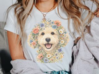 Labradoodle Floral Crown Artwork doodle dog shirt - photo 1