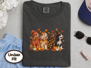 Colorful Autumn Cockapoo Lineup doodle dog shirt - photo 3