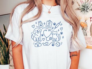 Veterinary Dog Cat Stethoscope Doodle funny shirt - photo 1