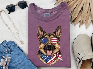 Patriotic German Shepherd Portrait doodle dog shirt - photo 4