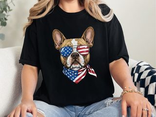 Patriotic French Bulldog Sunglasses doodle dog shirt - photo 2