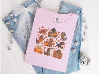 Colorful Dachshund Fall Activities Clipart doodle dog shirt - photo 7