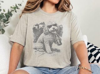 Cavapoo Drinking Beer doodle dog shirt - photo 8
