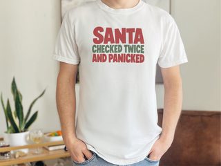 Santa Checked Twice Funny Text funny shirt - photo 2