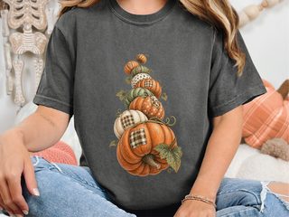 Stacked Patchwork Pumpkins Watercolor funny shirt - photo 5