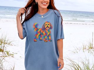 Rainbow Scribble Cavapoo Dog doodle dog shirt - photo 5