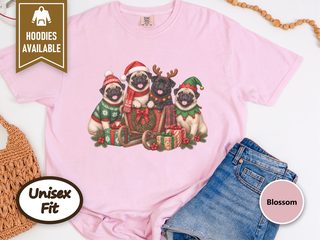 Christmas Pugs Sleigh Group doodle dog shirt - photo 5
