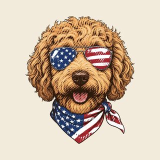 Patriotic Labradoodle American Flag Comfort Colors 1717 T-Shirt