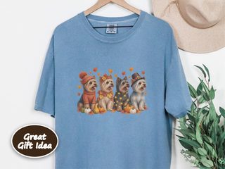 Four Yorkie Autumn Lineup doodle dog shirt - photo 6