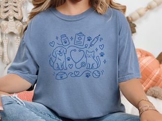 Veterinary Dog Cat Stethoscope Doodle funny shirt - photo 8