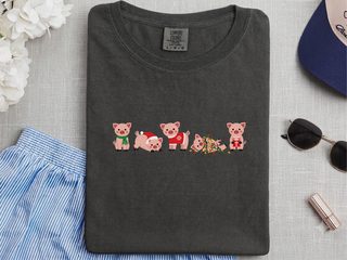 Cute Christmas Pigs Lineup funny shirt - photo 2