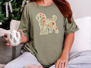 Maltipoo Floral Silhouette doodle dog shirt - photo 5