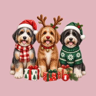 Festive Aussiedoodle Trio Christmas Aussiedoodle Shirt Apparel
