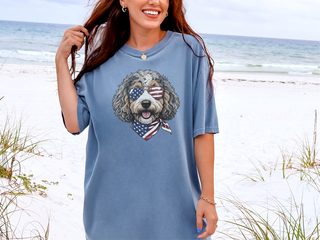 Patriotic Aussiedoodle Sunglasses Bandana doodle dog shirt - photo 4