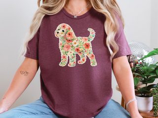 Cavapoo Floral Silhouette doodle dog shirt - photo 6