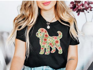 Cockapoo Floral Silhouette doodle dog shirt - photo 1