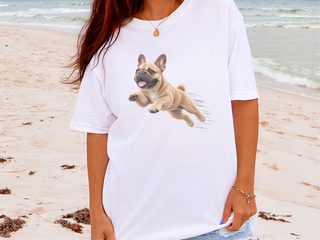 Jumping French Bulldog Speed Lines doodle dog shirt - photo 4