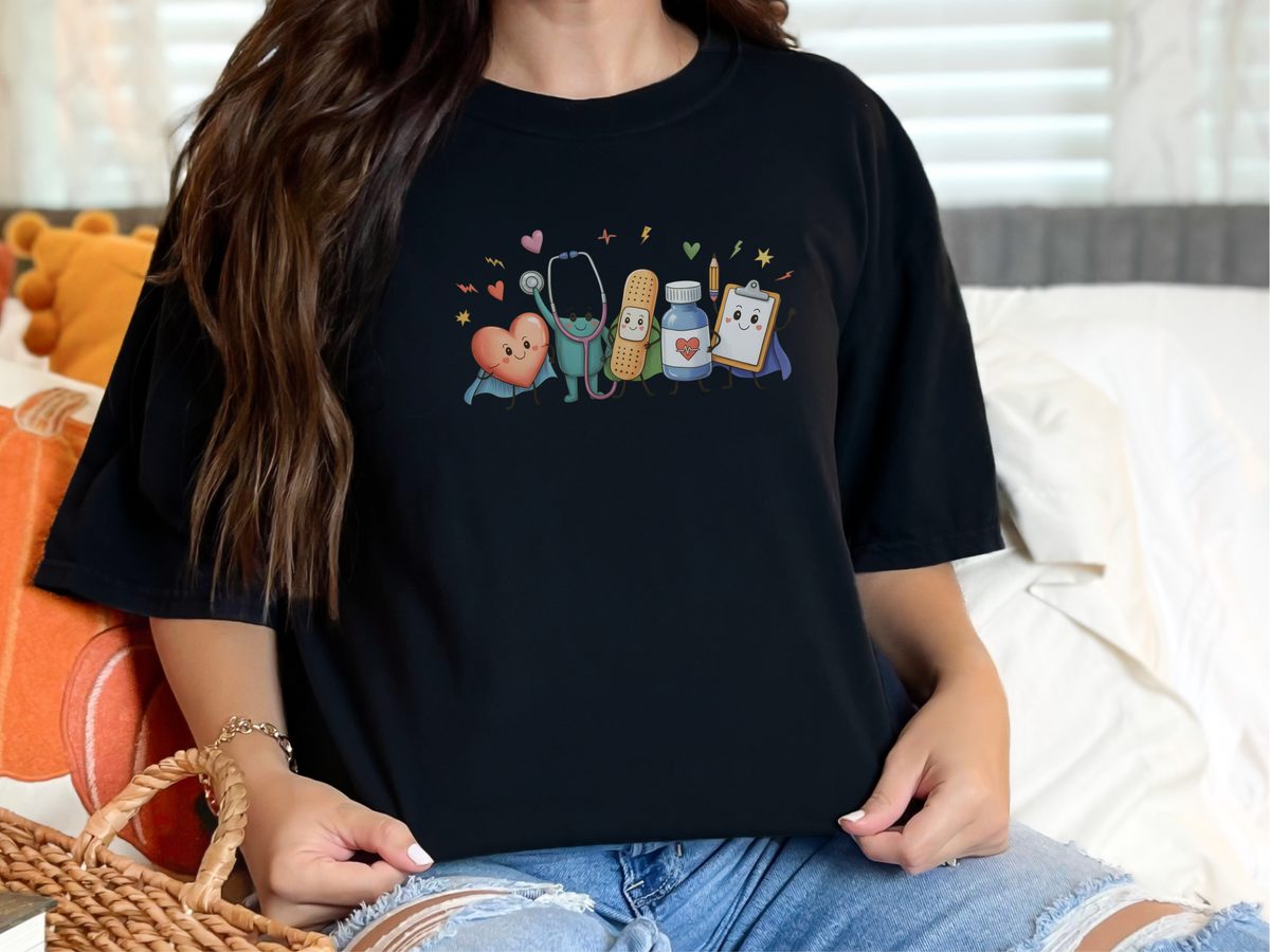 Healthcare Doodle Heroes Comfort Colors Peds Squad Nurse Shirt