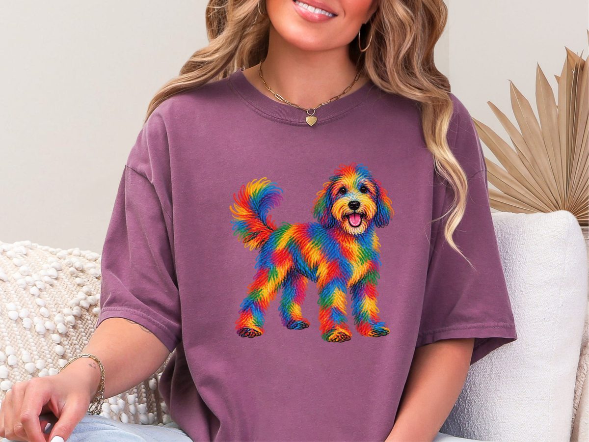Rainbow Scribble Sheepadoodle Comfort Colors Garment-Dyed Shirt