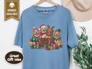 Golden Retrievers Christmas Sleigh doodle dog shirt - photo 6