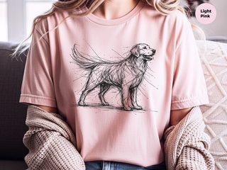 Golden Retriever Sketch funny shirt - photo 8