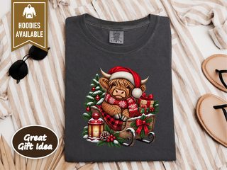 Highland Cow Christmas Sleigh doodle dog shirt - photo 5