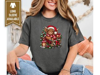 Highland Cow Christmas Sleigh doodle dog shirt - photo 8