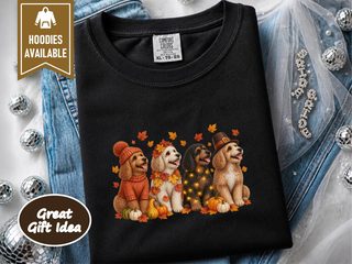 Festive Autumn Cavapoo Dogs doodle dog shirt - photo 1